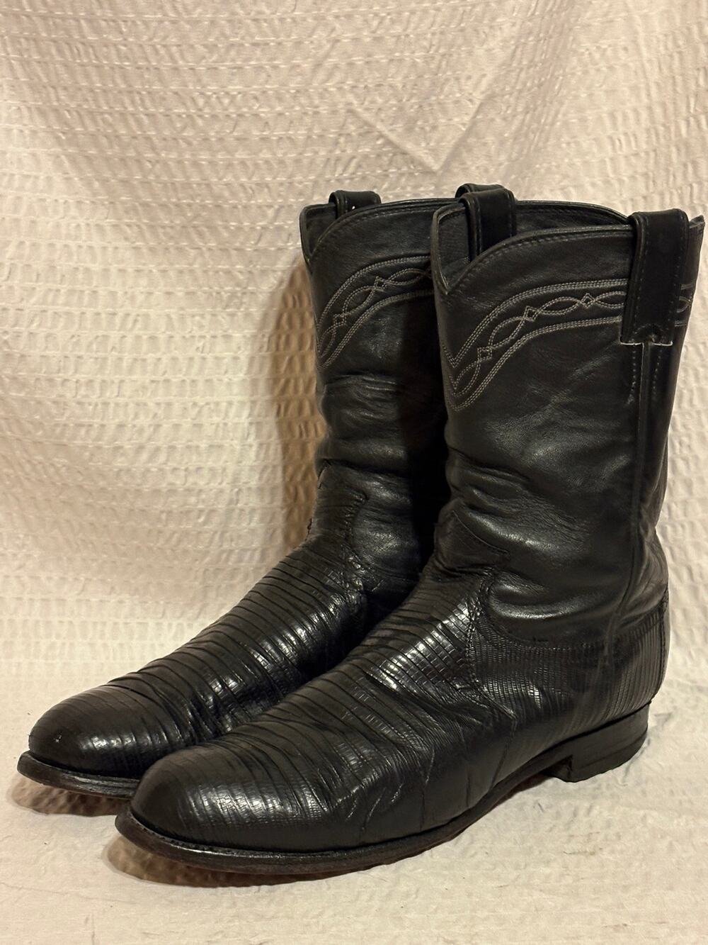 VTG 90’s Justin 3112 Lizard Western Boots Kidskin Leather Men’s 9.5D PLZ READ